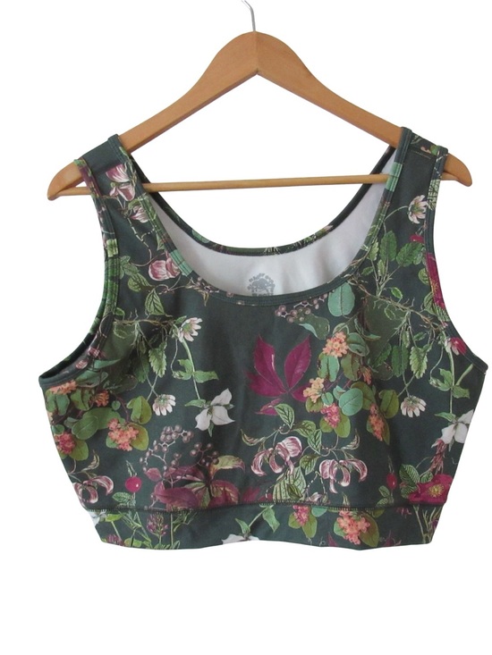 Roots Tops - Roots x Alder Crop Top 3XL Green Garden Floral Sports Bra Athletic Activewear